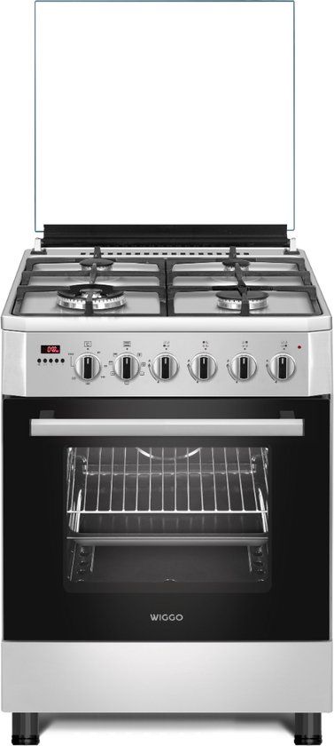 Wiggo WO-E639R(XX) - Gasfornuis - 60 cm - Rvs - Met Wokbrander en Oven