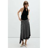 Mango geruite midi rok - zwart