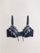 Next - Dames - Versierde DD+ bikinitop met beugels - Steel Blue/Ecru