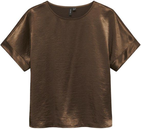 Vero Moda T-shirt Vmelisabeth Ss O-neck Top Exp 10352432 Cocoa Brown Dames Maat - XL