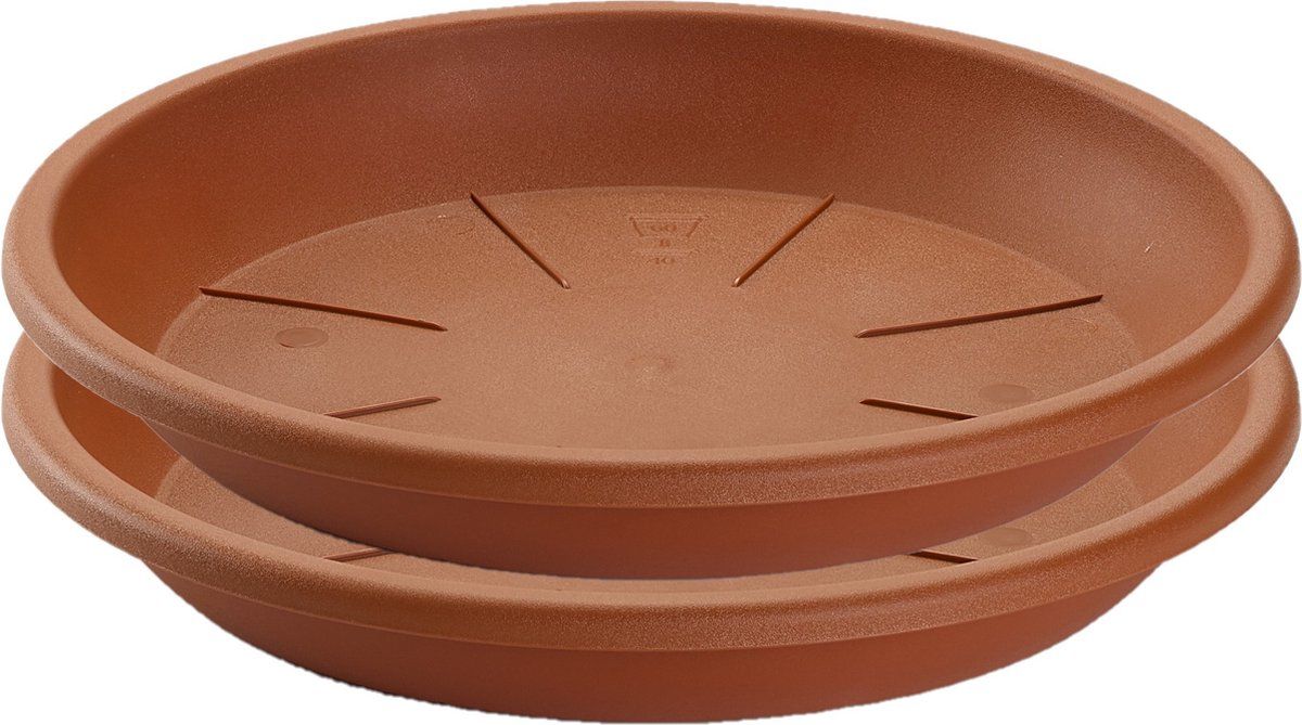 Forte Plastics Water opvangschaal/onderschotel - 24 cm - Terra cotta - Set van 5