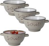 Excellent Houseware soepkom gres - 6x - bruin - porselein - D14 cm - serveer/snackschaaltje