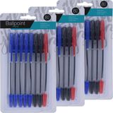 Merkloos Balpennen set - 30 stuks - 3 kleuren - blauw - zwart - rood