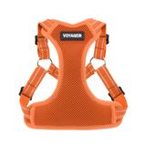 Best Pet Supplies Voyager Verstelbaar ademend anti-trekharnas voor kleine, middelgrote en grote honden, voor wandelen, joggen, reflecterende strepen, oranje, maat M
