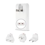 REV Reisstekker - reisadapter wereldwijd 150 landen (USA, UK, EU, AU, CN) | Met snellaadfunctie voor smartphone en tablet, compact en plat, ideaal voor op reis