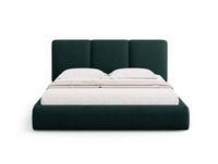 Lit coffre avec tête de lit 140x200cm en chenille vert bouteille
