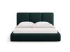 Lit coffre avec tête de lit 140x200cm en chenille vert bouteille