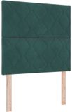 vidaXL - LED - Hoofdbord - Donkergroen - 100 cm - Fluweel