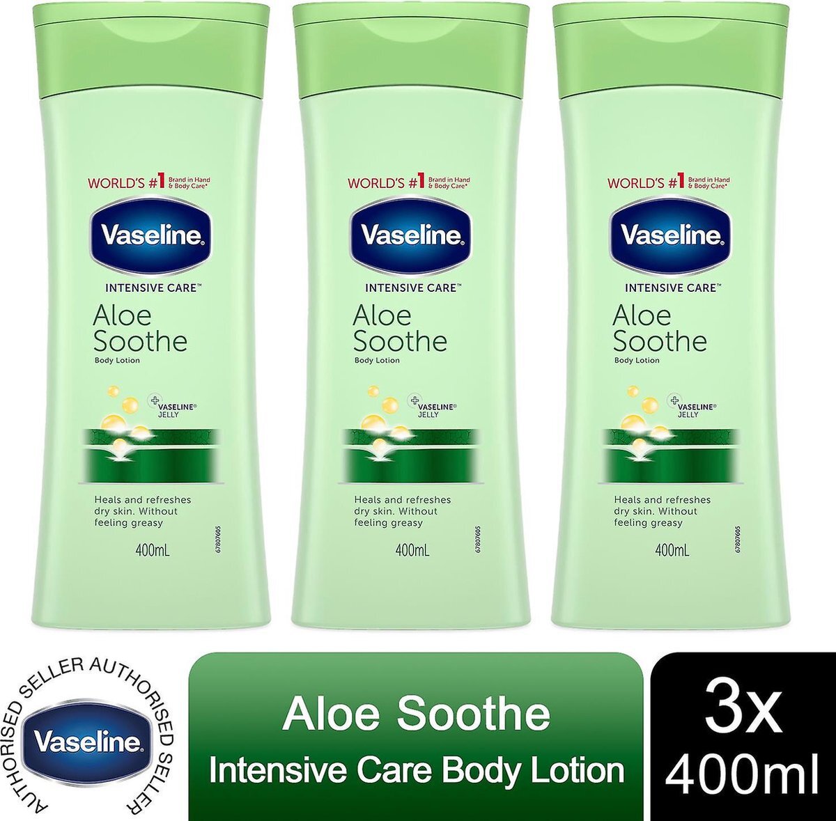 Nivea Vaseline Aloe Soothe Bodylotion - 3 x 400 ml