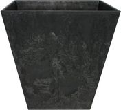 Artstone Bloempot - vierkant - gerecycled kunststof - zwart - D15xH15 cm