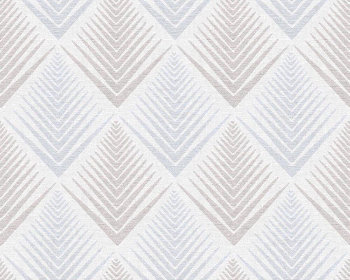 A.S. Création GEOMETRISCH BEHANG - Blauw Grijs Crème - AS Creation New Life - Vinyl - 4051315346792