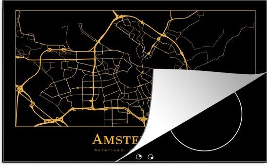 KitchenYeah® Inductie beschermer 77x51 cm - Amsterdam - Black and Gold