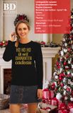 Bellatio Decorations Foute kersttrui/sweater voor dames - Hohoho diamanten cadeau - zwart - glitter goud M