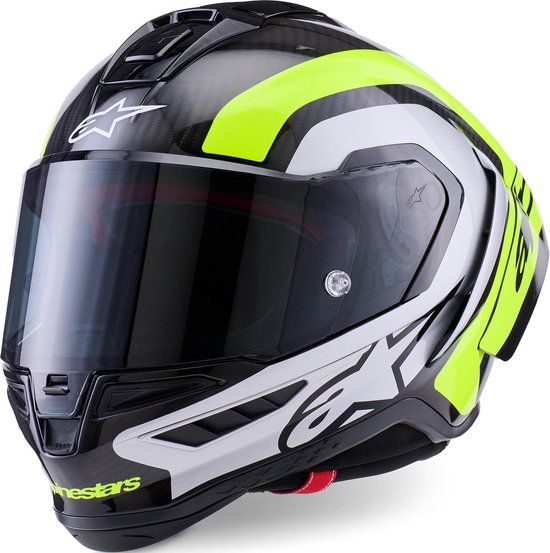 Alpinestars Supertech R10 Arius Carbon Helm - Zwart/Wit/Neon-geel - XXL
