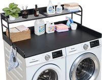 StarTech Latios Werkblad voor wasmachine en droger - Tussenblad - Met haken en plank - 137 x 69,9 cm - Draagvermogen 113 kg - Zwart