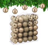 Relaxdays kerstballen set van 50 - Ø 6 cm - kunststof - onbreekbaar - champagne