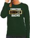 Bellatio Decorations Foute Kersttrui / sweater - Christmas dinner sucks - kerstdiner - groen voor dames - kerstkleding / kerst outfit XS