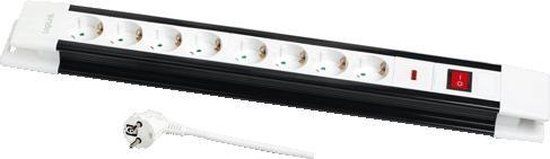 LogiLink Stekkerdoos - 8-voudig - 3.0m - Wit - Met schakelaar