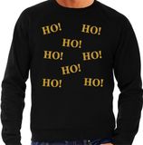 Bellatio Decorations Foute Kersttrui/sweater voor heren - hohohohoho - zwart - glitter goud - Kerstfeest XL