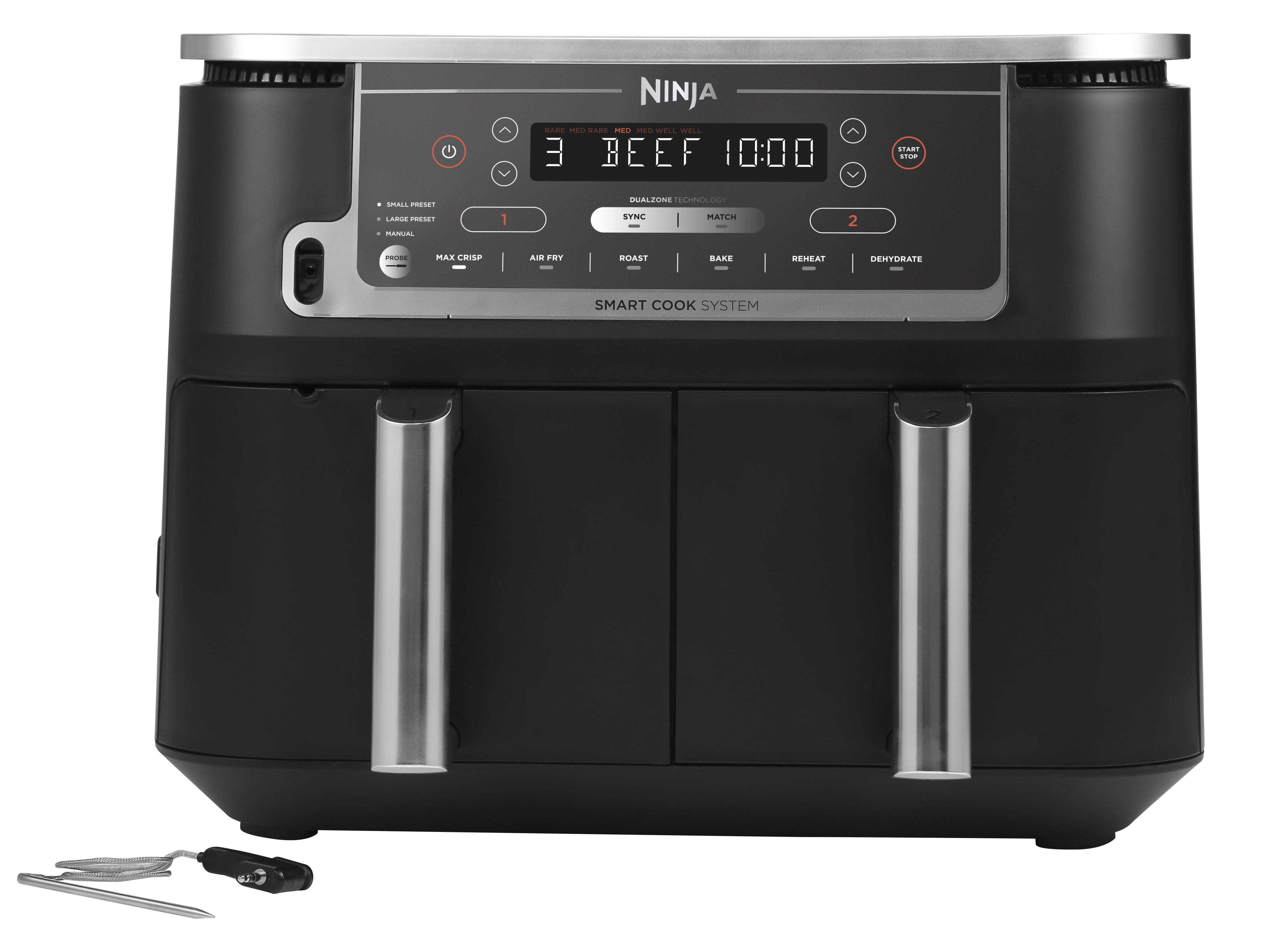 Ninja AF451EU Air Fryer - 9.5L, 2470W, Black - Dual Zone Technology