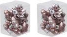 Merkloos / Sans marque Othmar Decorations Kerstornamenten - sterren - 24x st - oudroze - 4 cm - glas - kerstversiering
