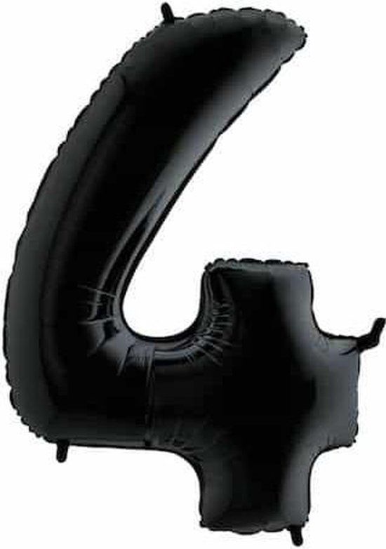 Grabo Folie Ballon Cijfer 4 - Zwart - 101cm