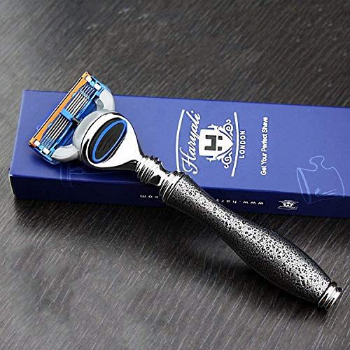 Haryali London Premium Scheerset voor Mannen - Antiek Zilver - 5-Kantig