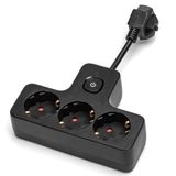 Duitse 3-gaats stekker met compact en robuust ontwerp, ideaal voor veilige elektrische verbindingen. Inclusief 5 cm lange kabel die een eenvoudige installatie in krappe ruimtes mogelijk maakt.