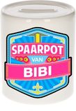 Bellatio Decorations Kinder spaarpot met naam - Bibi - keramiek - met dop - wit