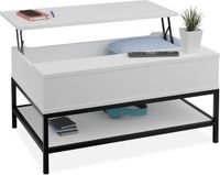 Merkloos Relaxdays Salontafel uitklapbaar - met opbergruimte - 45,5 x 90 x 60 cm - wit/zwart