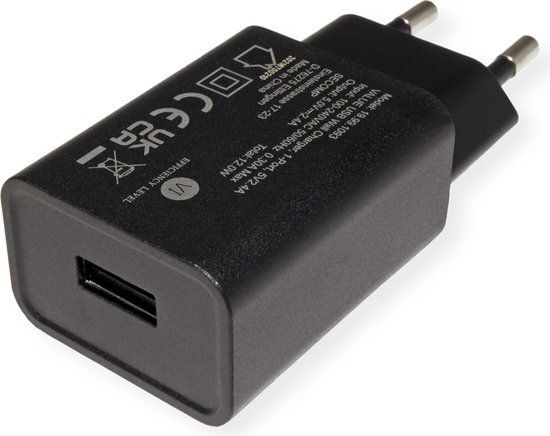 VALUE 19.99.1093 Universele AC Oplader voor Mobiele Apparatuur, 12W, 1x USB-A Poort, Zwart