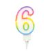 Homéa Birthday Candle Number 6 with Plastic Holder, H 7.8 cm, Multicolored