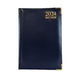 G4GADGET Luxe 2024 A5 Blauw Dag A Pagina Dagboek Gewatteerde Voorkant & Hardcover Cover Vergulde Randen