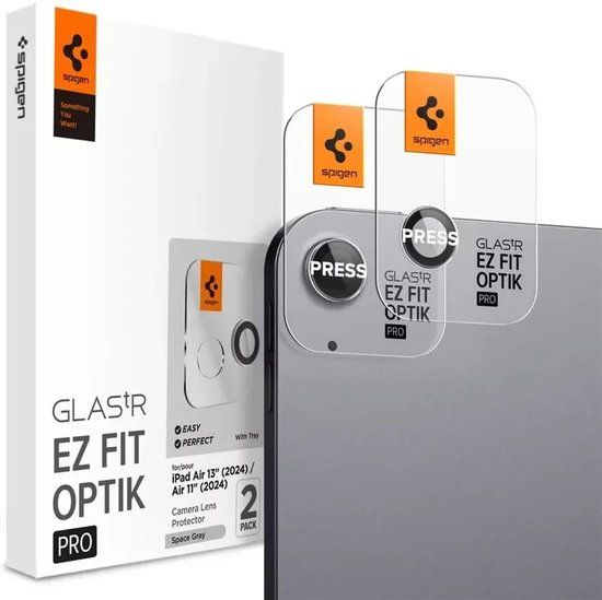 Spigen Camera Lens Protector Geschikt voor Apple iPad Air 11 (2024/2025/2026) / iPad Air 13 (2024/2025/2026/2026) - Glas.tR EZ Fit Optik Pro - 9H Tempered Glass - 2-Pack Grijs