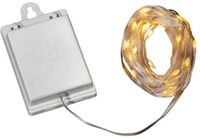 Konstsmide Lichtketting Druppel | 80 Lichtpunten Extra Warm Wit | 7,9m, Spacing 10cm | 1,6W, 1,5V | Timer, Multifunctie, Transparant, Batterij, Buiten