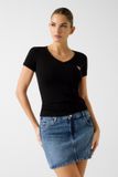 Guess V-Neck Tee Short Sleeve Women Black