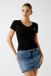 Guess V-Neck Tee Short Sleeve Women Black