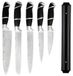 UISEBRT Set de couteaux de cuisine, 6 pièces. Set de couteaux de cuisine en acier inoxydable, comprenant : couteau de chef, couteau à pain, couteau à viande, couteau d'office. Bloc à couteaux magnétique