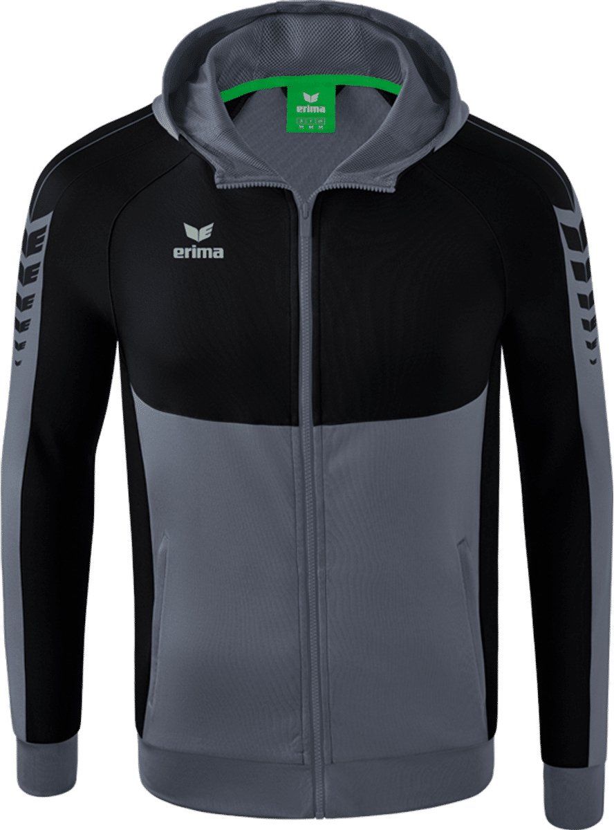 Erima Six Wings Trainingsjack Met Capuchon Dames Slate Grey-Zwart Maat 36