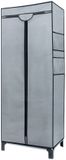 Intirilife Opvouwbare kledingkast van GRIJS textiel, 68 x 45 x 175 cm met rits, kledingstang, vakken en zijvak - Textielgarderobe voor op de camping