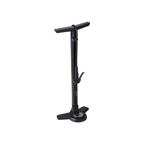 BBB Cycling AirBoost 2.0 Fietspomp met drukweergave, sterke en nauwkeurige staande pomp, compatibel met Presta, Schrader en Dunlop, 90 cm hogedrukslang van rubber, zwart, BFP-28