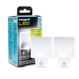 Integral Led-nachtlampje met bewegingsmelder, wandmontage, fotocelsensor van schemering tot zonsopgang, voor keuken, slaapkamer, slaapkamer, transparant, 2 stuks