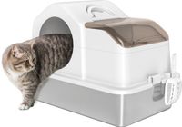 PawHut Kattenbak - Roestvrij Staal 201 - Wit