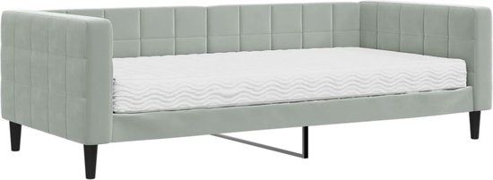 vidaXL Slaapbank met matras 90x200 cm fluweel lichtgrijs