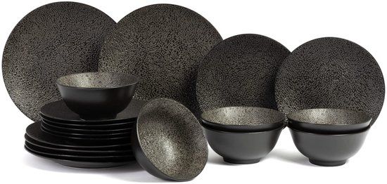 Cosy & Trendy Candy Black Serviesset - 18-delig - 6 Personen - Zwart Porselein