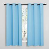 NICETOWN Home Fashion thermisch geïsoleerde massieve doorvoertule verduisterende gordijnpanelen voor slaapkamer (1 paar, 42 inch breed bij 63 inch lang, blauw)