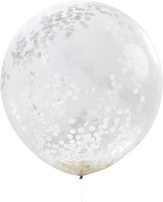 Ginger ray XL ballon gevuld met witte confetti 3 stuks