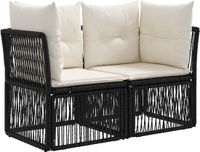 vidaXL Tuinbank 2-Aantal zitplaatsen Zwart poly rattan