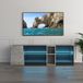 Meerveil Led-tv-staandkast, spaanplaat van E1-kwaliteit, gehard glas, zwart en grijs, 140 x 45 x 37,5 cm (b x h x d)