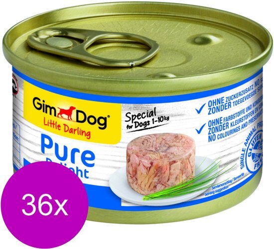 GIMDOG Little Darling Pure Delight 85 g - Hondenvoer - 36 x Tonijn